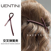 刘海边夹AZ同款 韩国新款 迪丽热巴同款 蝴蝶结细长一字夹弹簧夹发饰