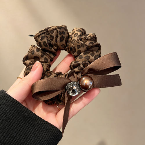 韩版复古豹纹小肠发圈高级感发饰