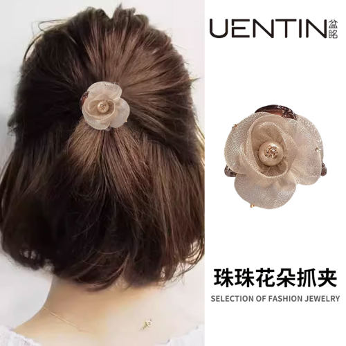 花朵发夹鲨鱼夹发抓夹后脑勺头饰