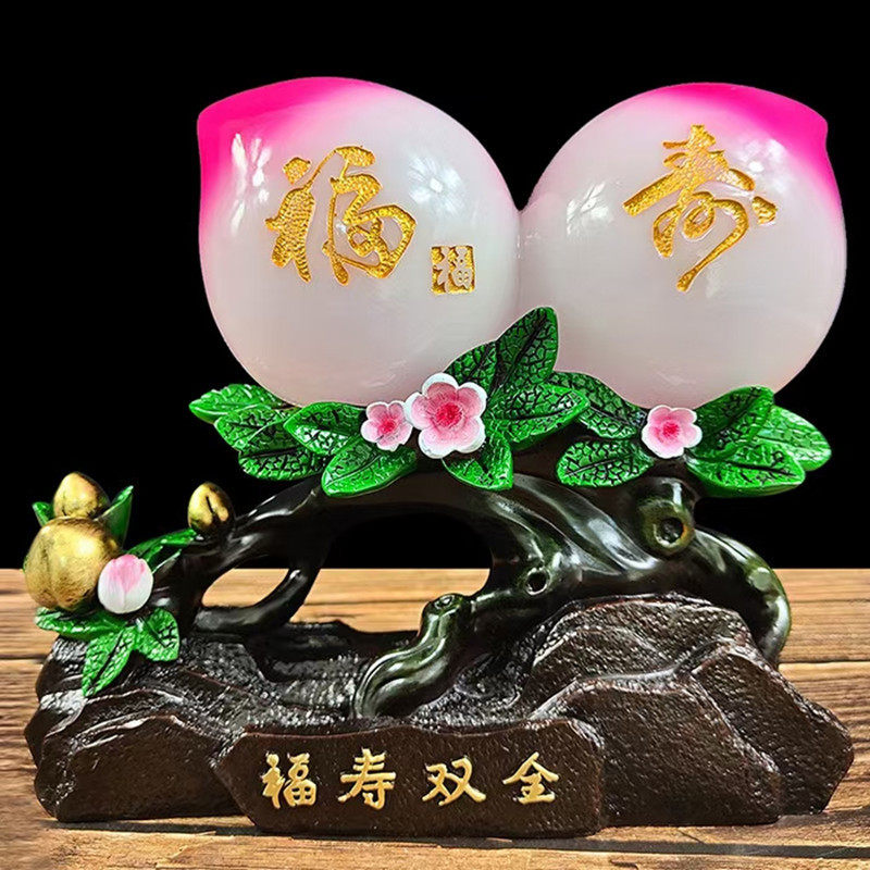 福寿双全寿桃老人生日礼品树脂工