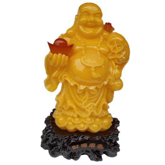 财源广进笑佛树脂工艺品金色弥勒