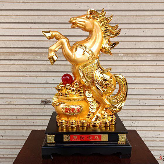 聚财宝马金色马到成功树脂工艺品