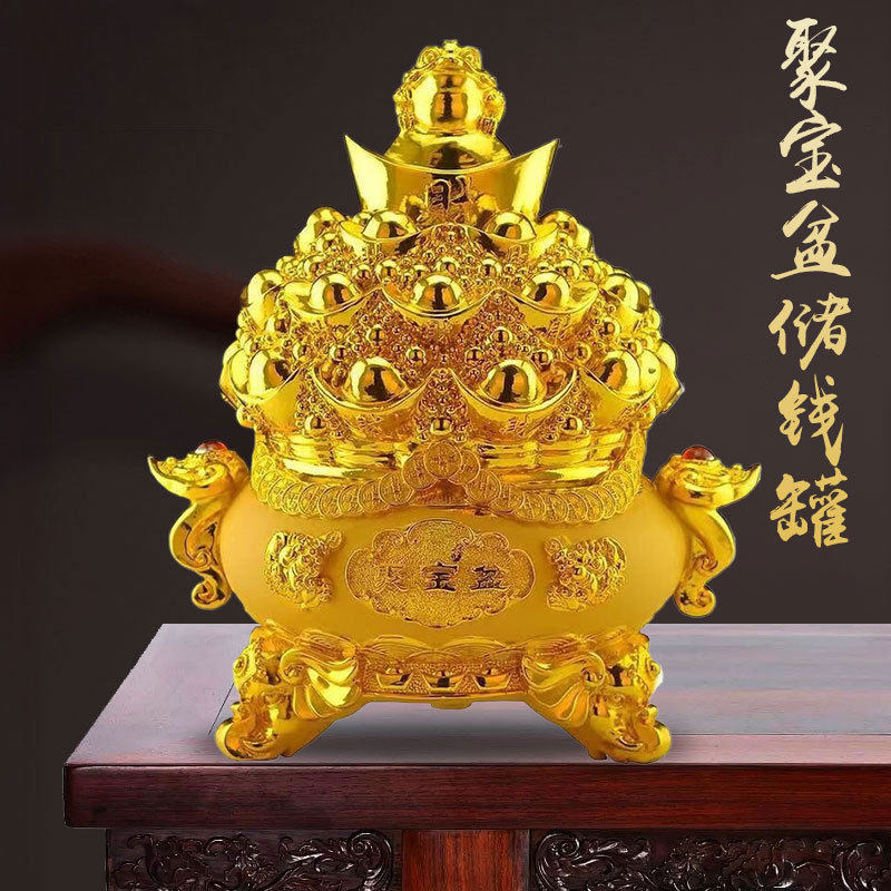 聚宝盆发财树脂酒柜摆件高级感酒
