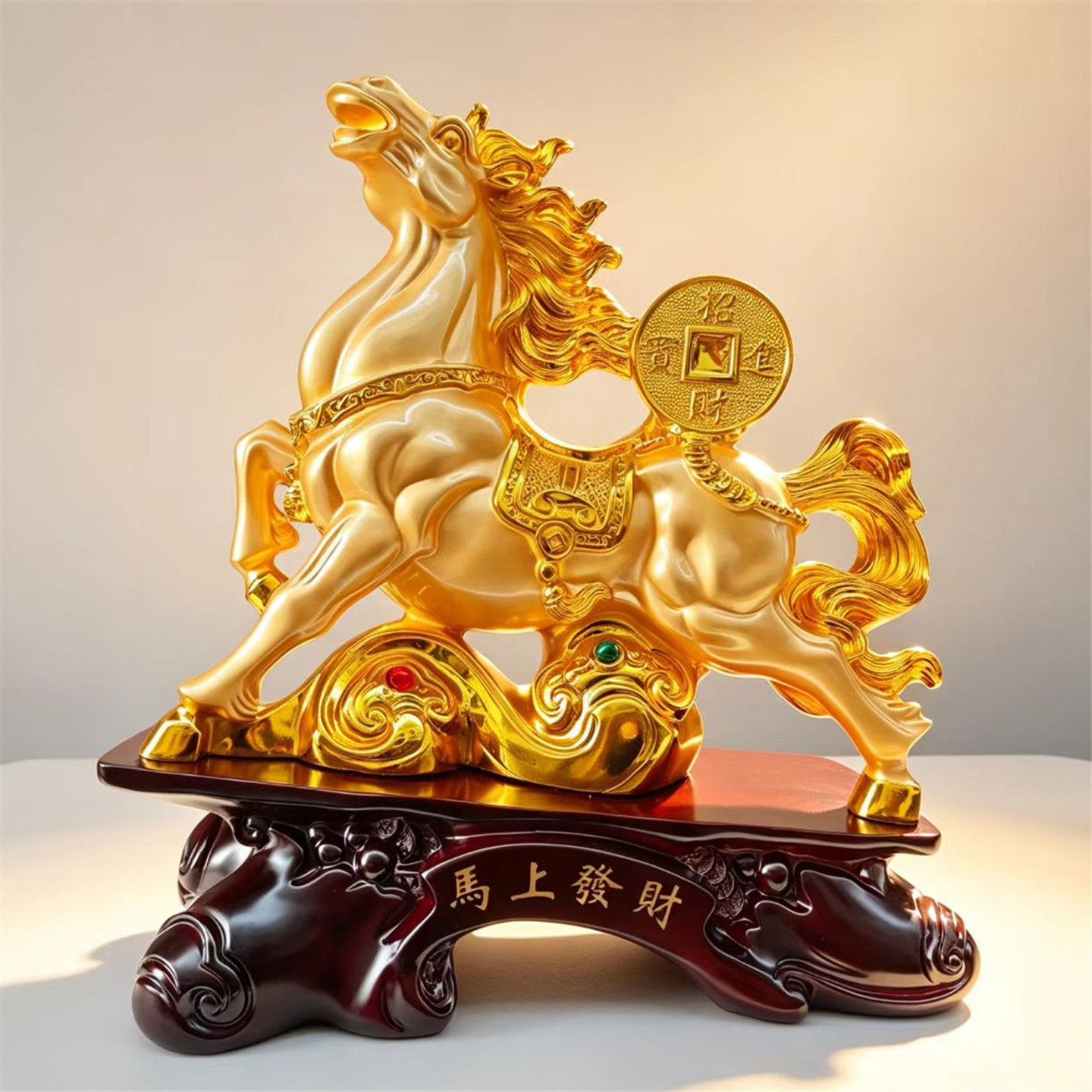 马上发财金色马到成功树脂工艺品