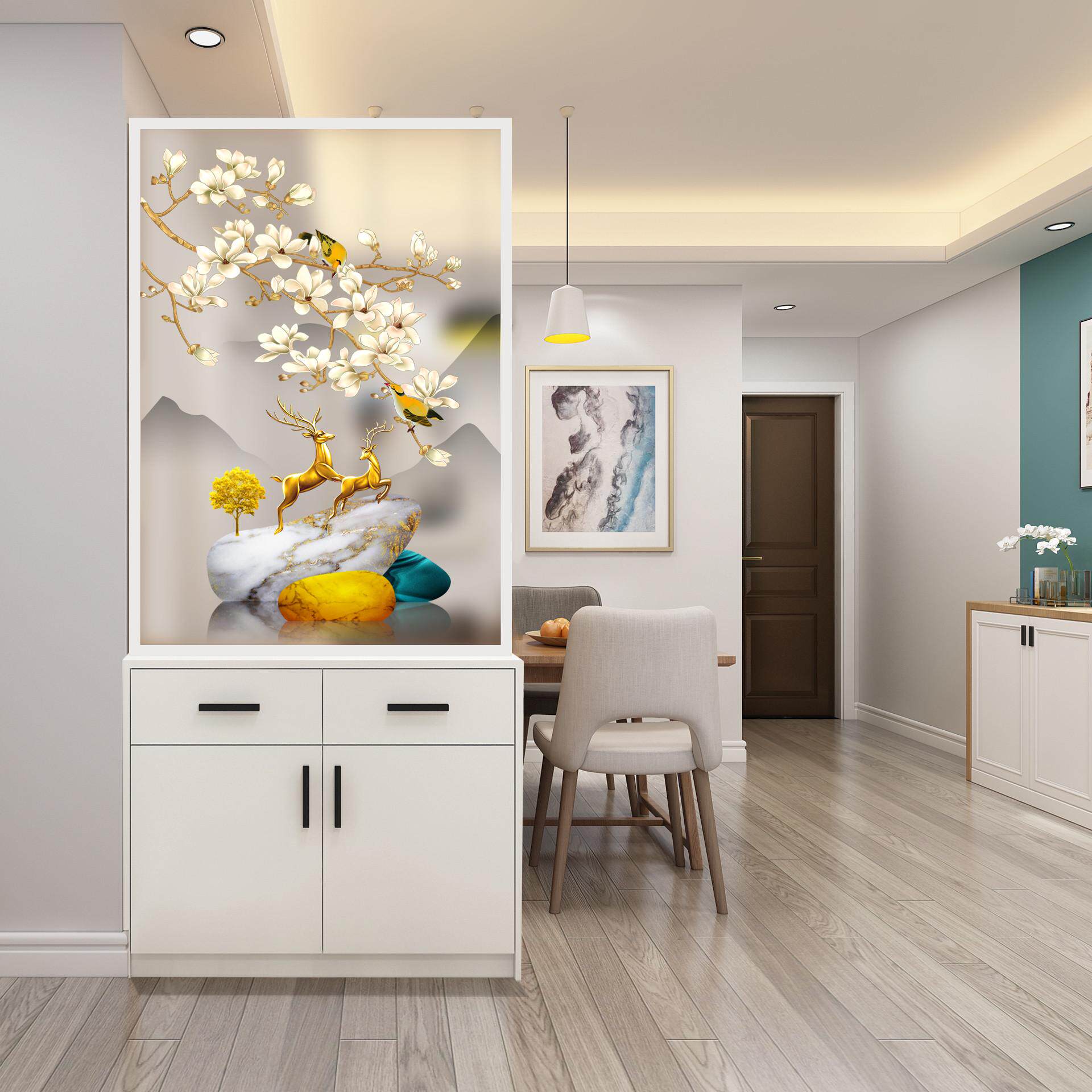 定制轻奢进门玄关柜一体柜客厅屏风隔断柜门厅艺术玻璃装饰小户型