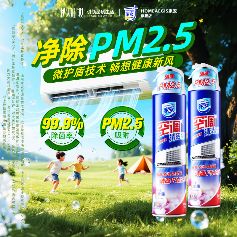家安空调清洗剂免拆免洗清洁剂除菌挂机家用PM2.5栀子PM2.5紫藤