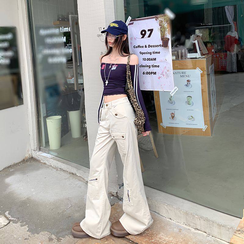 秋冬新款美式复古无弹阔腿裤牛仔裤女高腰拖地裤辣秋装裤子女,女装/女士精品,大码裤装,淘宝优惠券,粉丝福利购,淘宝优惠卷