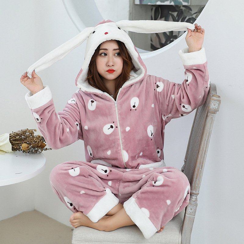 秋冬新品加绒睡衣加大加肥加厚女士卡通连体大码家居服舒适保暖软,女士内衣/男士内衣/家居服,睡袍/浴袍,淘宝优惠券,粉丝福利购,淘宝优惠卷