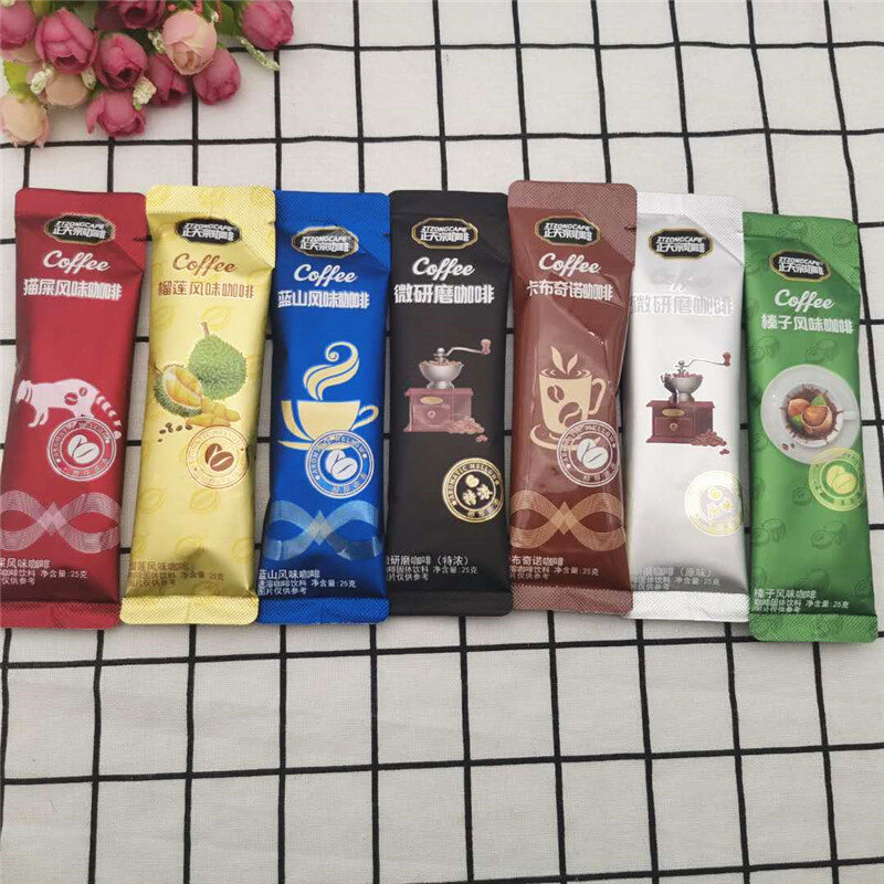 正天宗咖啡猫屎榴莲蓝山微研磨卡布诺榛子味25g*20条