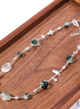 【绿幽灵】项链ins小众设计森系串珠锁骨链 夏日清透天然石饰品女