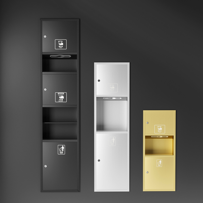 三合一擦手纸盒壁挂式公共卫生间纸巾盒不锈钢厕所抽纸Z盒酒店商