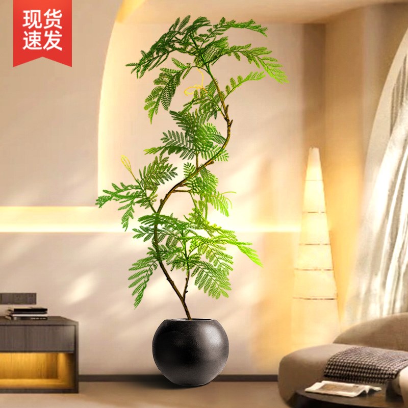 蓝花楹仿真绿植室内盆栽大型仿生植物G高端轻奢假花树客厅落地摆