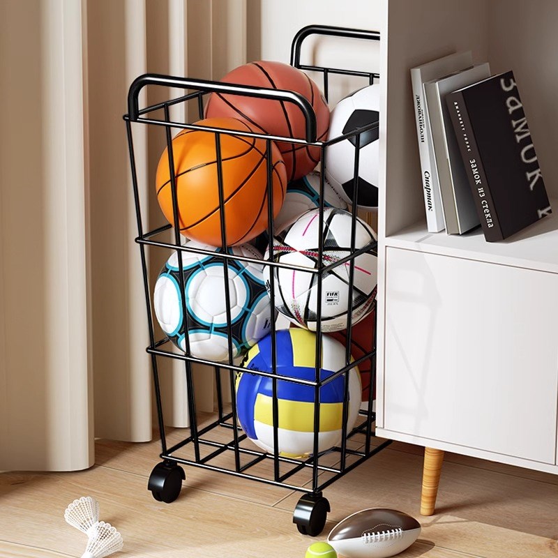 家用篮球足球收纳可m移动架室内羽毛球排球瑜伽垫球类置物架收纳