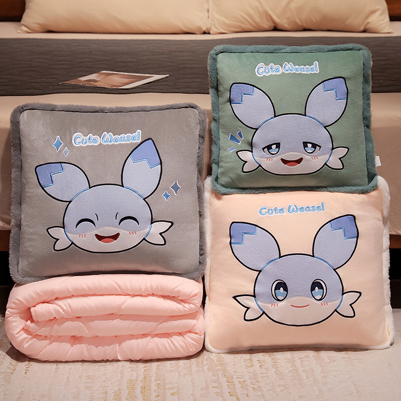 疾旋鼬抱枕被子两用办公室午休午睡毯F子二合一空调被汽车载用靠