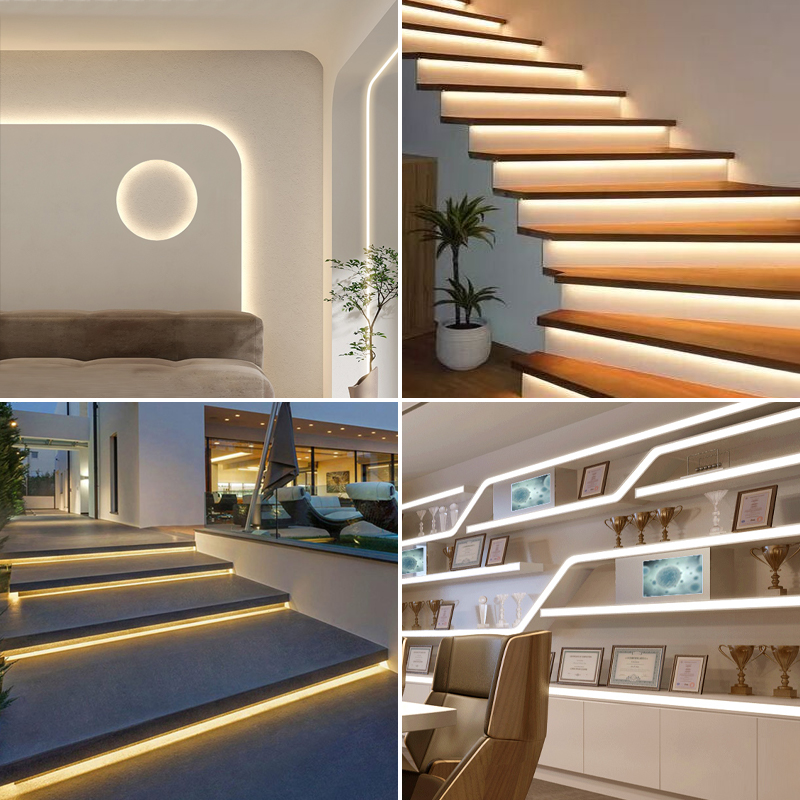 led柔性硅胶灯带客o厅吊顶衣柜卫生间防水嵌入式灯带无主灯线性灯