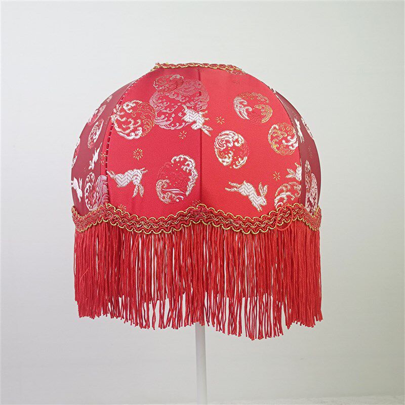 中式复古灯罩外壳diy台灯罩通用欧美流苏绿色艺术宫廷手工遮光罩