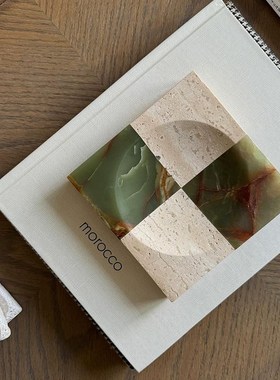 DoDo侘寂风大理石q马赛克首饰收纳托盘轻奢桌面拼色高档装饰摆件