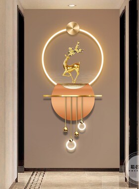 玄关装饰画轻奢现代高档lewd灯壁画走廊过道尽头寓意好的立体挂画