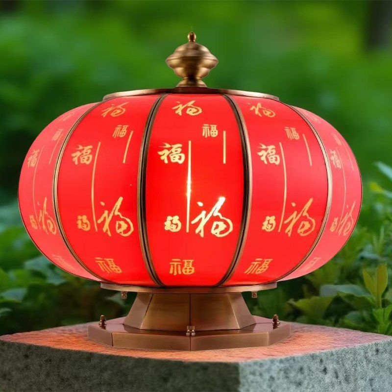 现代高级全铜太阳能柱头灯户外防水防晒家用超亮中式柱子灯庭院灯