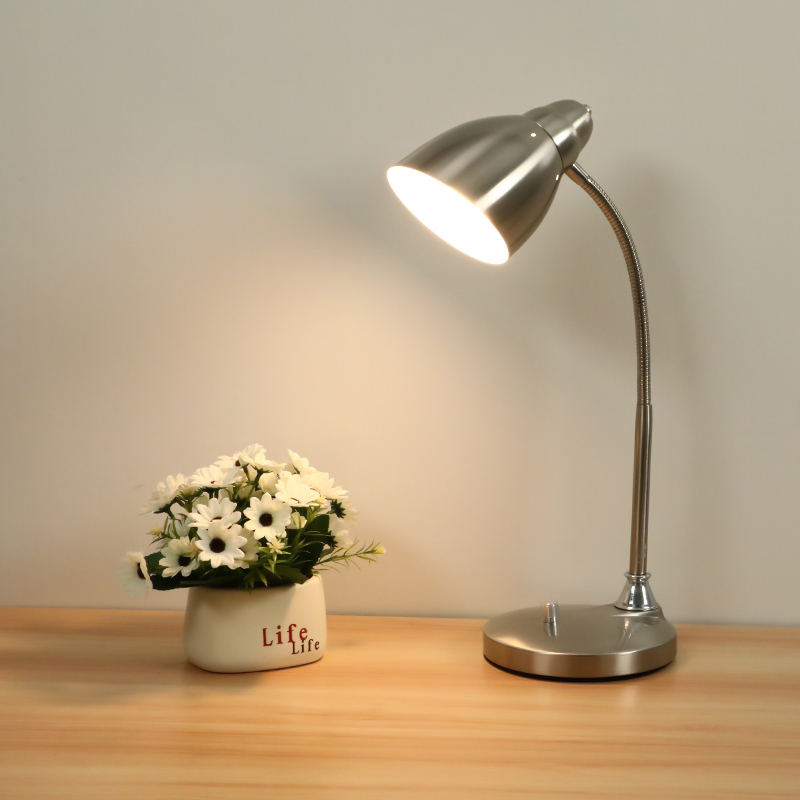 led台灯学习书桌宿舍插电学生儿童金属简约办M公阅读换灯泡E27台