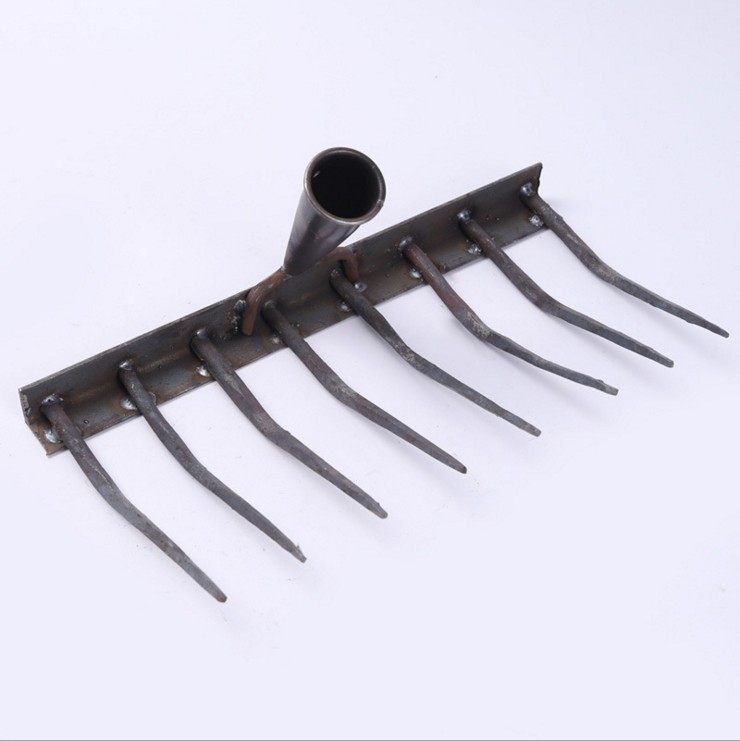 带柄钉耙 铁耙子农具八齿钉耙耙子圆管耙搂土碎土搂草全钢松土耙