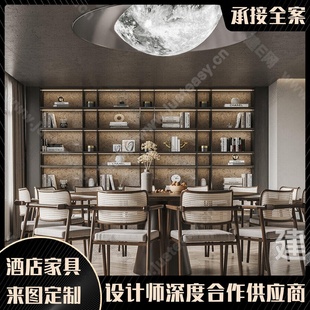 酒店大圆桌会所包厢现代饭店实木餐桌椅组合 别墅样板间新中式
