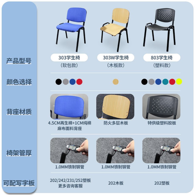 经典外贸会议椅会议室带桌板写字椅可堆叠培训椅带写字板培训椅子