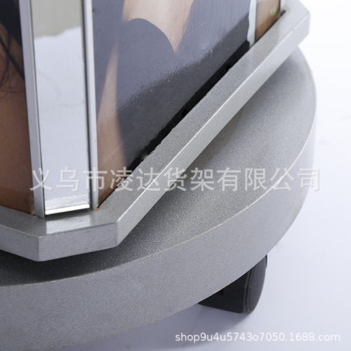 凌达铝塑板四面银色落地款饰品展示架旋转洞板手机壳展示架带轮子