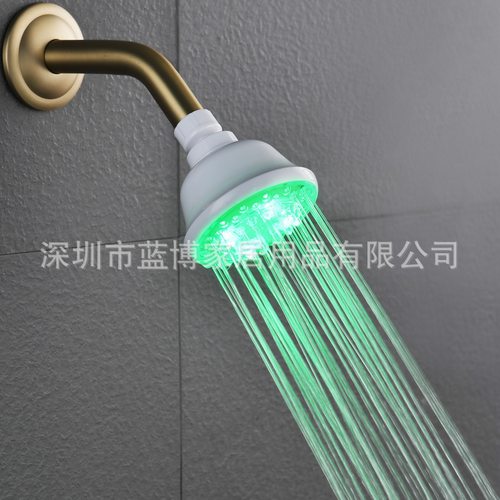 LED白壳小顶喷 圆形花洒七彩变色/温控三色喷头莲蓬头 8010-A25白