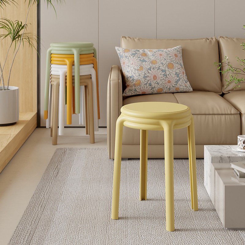 北欧塑料加厚家用可叠放凳子大人板凳圆凳商用椅子备用餐桌凳高凳