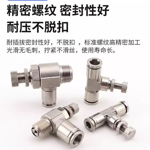 不锈钢304调速阀SL6-01调节LSA限流管道节流阀JSC8/10-02快速接头