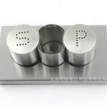 带牙签筒的调味罐套装三件套不锈钢调味罐加牙签筒套装调味罐