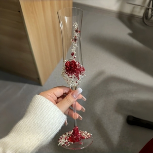 红色玫瑰手工敬酒杯diy新娘超仙高颜值香槟杯结婚礼品闺蜜礼物