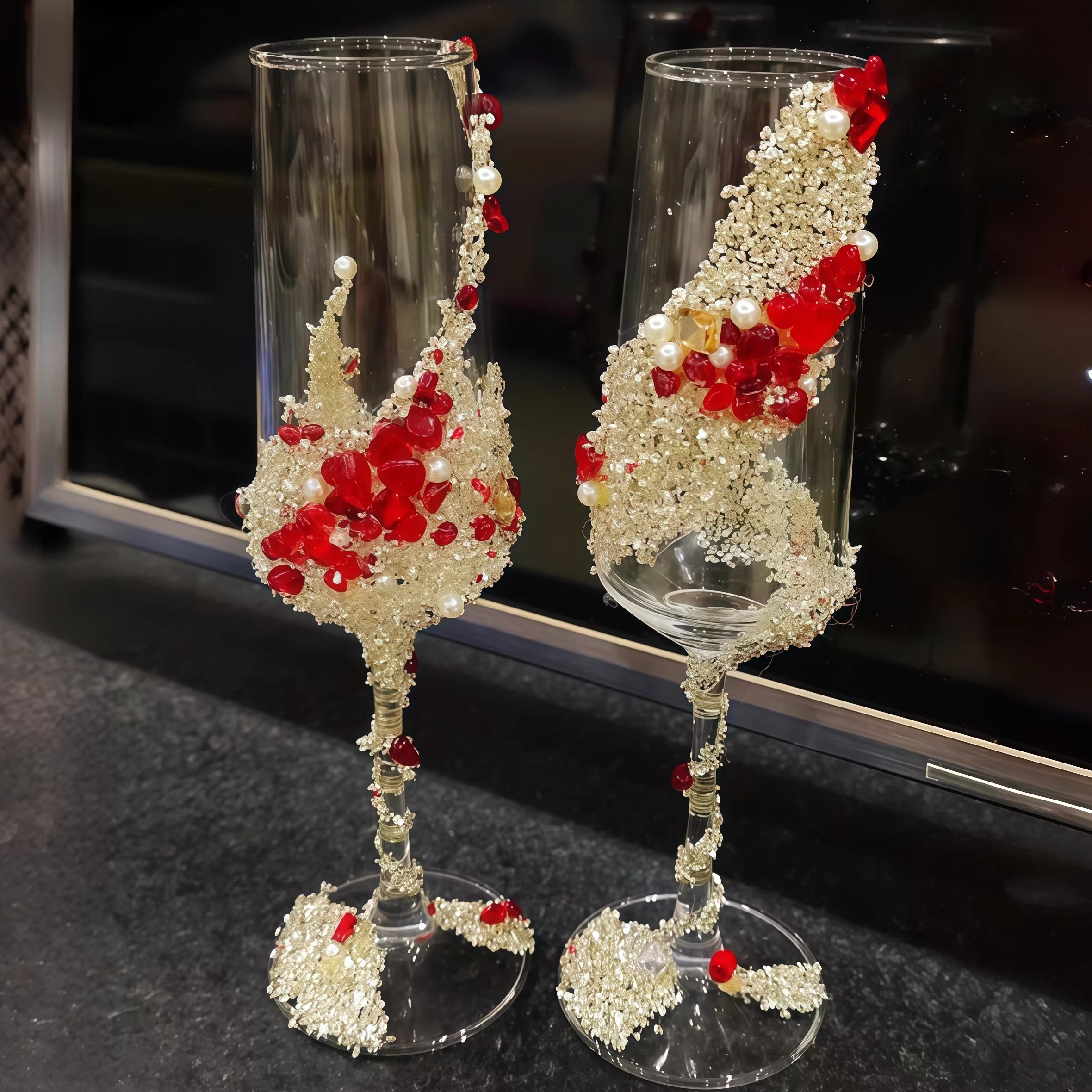 新中式手工敬酒杯一对红色diy材料包结婚礼物高颜值香槟杯创意,节庆用品/礼品,喜碗/敬茶杯,淘宝优惠券,粉丝福利购,淘宝优惠卷