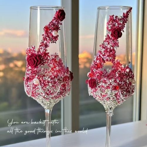 红色diy材料包手工敬酒杯