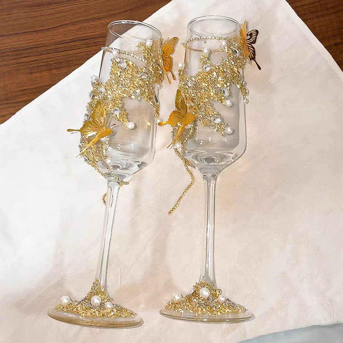 新婚礼物敬酒杯金色蝴蝶香槟杯婚礼高脚杯送闺蜜新娘高级感ins,节庆用品/礼品,喜碗/敬茶杯,淘宝优惠券,粉丝福利购,淘宝优惠卷