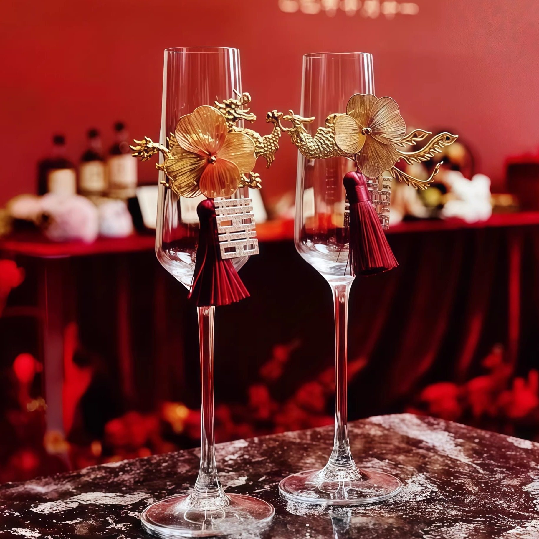 新中式敬酒杯一对龙凤图案香槟杯结婚DIY材料包手工高档婚礼酒杯,节庆用品/礼品,喜碗/敬茶杯,淘宝优惠券,粉丝福利购,淘宝优惠卷