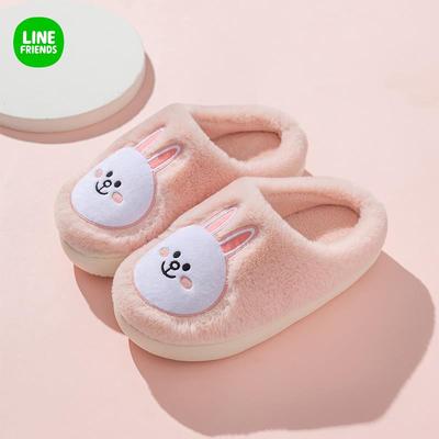 布朗熊拖鞋女毛毛居家室内棉拖鞋毛绒厚底冬季保暖可爱情侣儿童