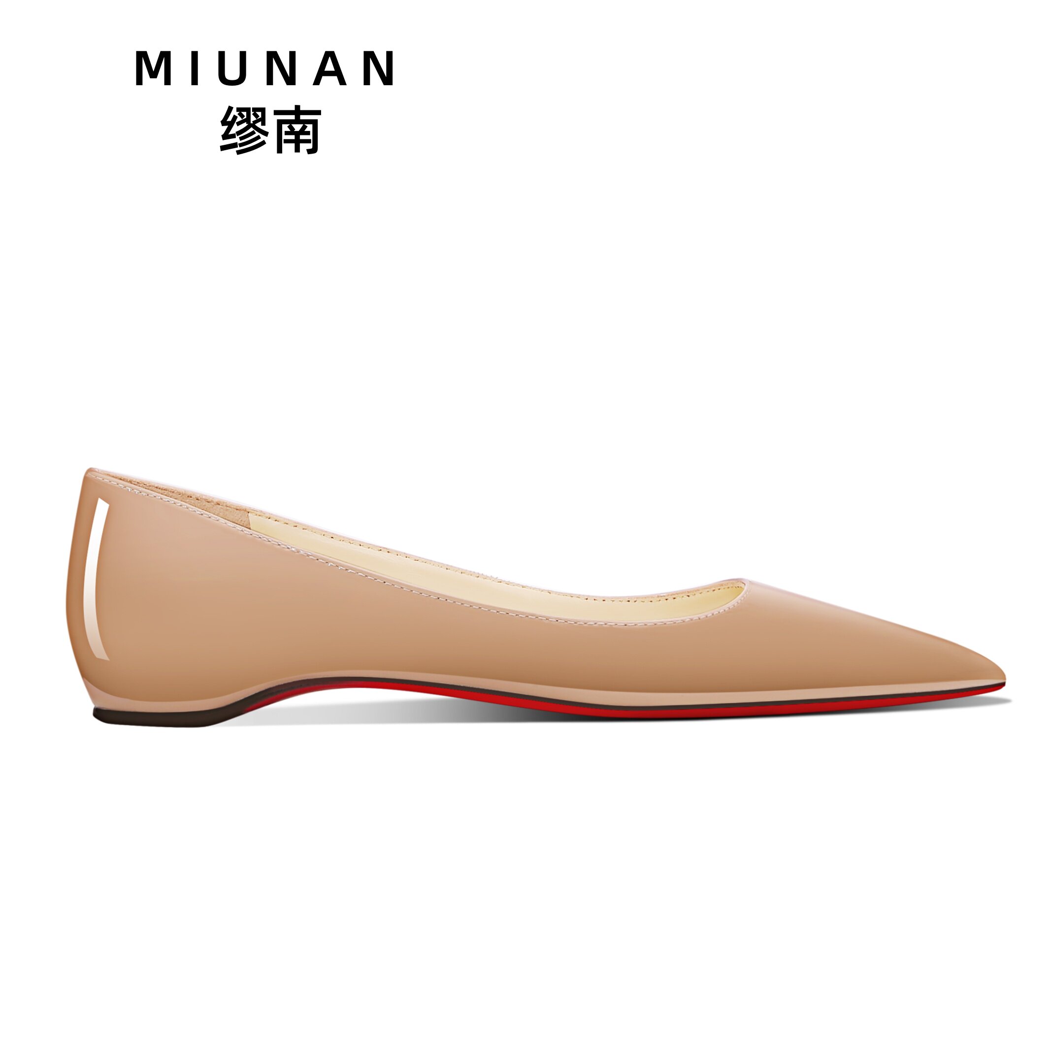 缪南2025爆款洋气内增高裸色单鞋浅口尖头气质时尚中跟平底鞋女鞋