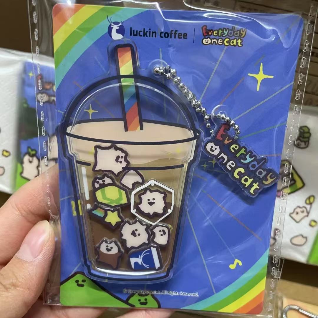 瑞幸eveonecat联名周边摇摇乐冰箱贴光栅挂件贴纸高颜值可爱萌品