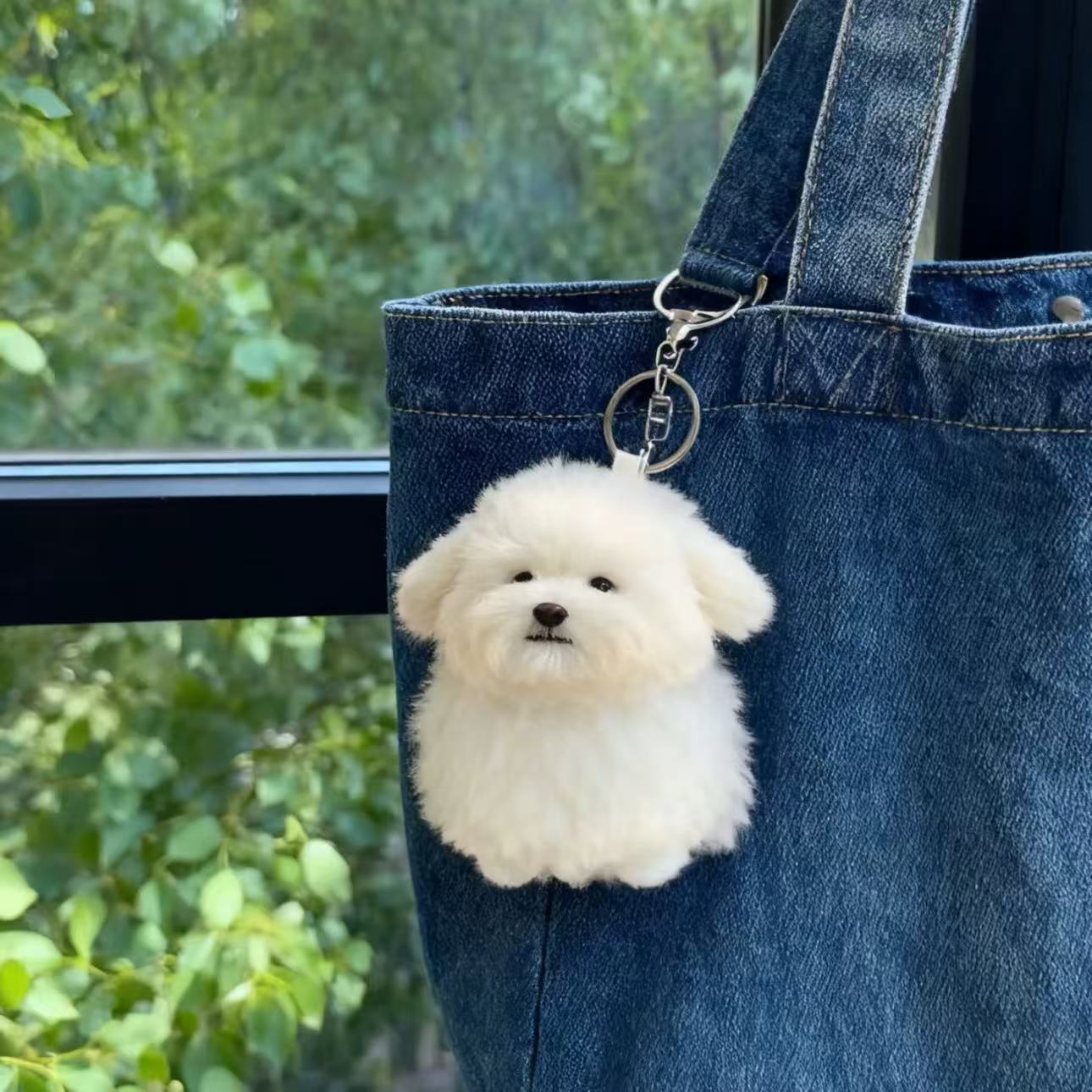 新款超萌手工15cm比熊犬毛绒小挂件仿真狗狗玩具公仔生日礼物收藏