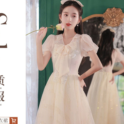 蝴蝶结宴会晚礼服成人公主裙气质