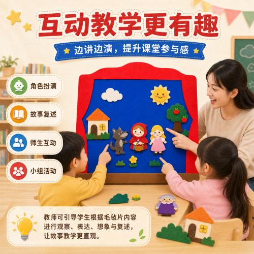绘本故事毛毡板教学展示板毛毡板