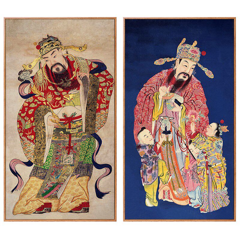 热销财神a挂画文财神爷画像招财供奉神像新中式玄关装饰画竖版壁
