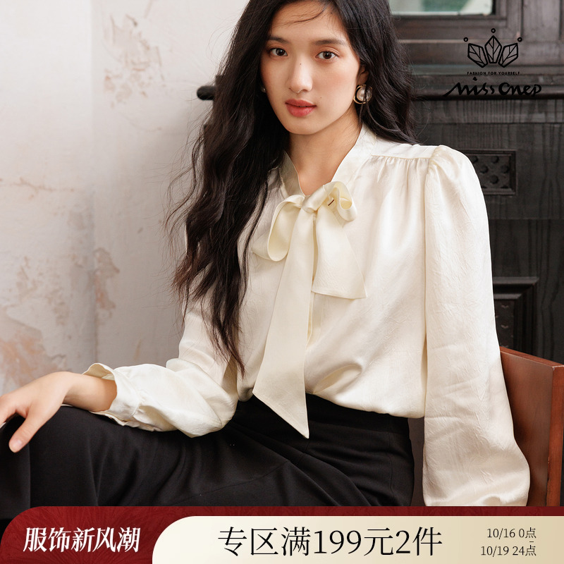 醋酸Missonep蝴蝶结系带衬衫