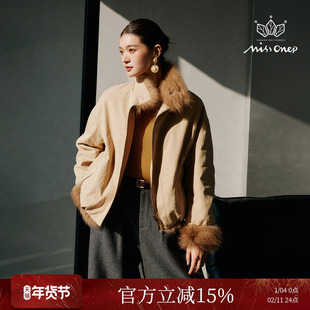 Missonep逸【雪溶意】复古风狐狸毛拼接两面皮草外套女2025冬季