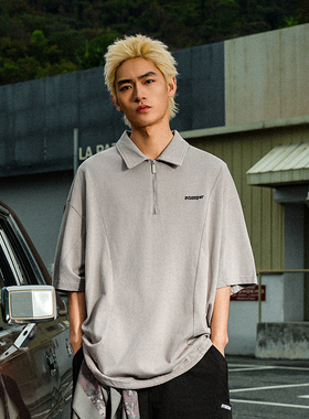 INSIDEDOT 拉链套头衬衫男短袖纯棉2026新款上衣原创品牌男装潮t