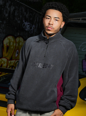 INSIDEDOT 个性撞色卫衣情侣款半拉链立领上衣宽松套头杉潮牌男装