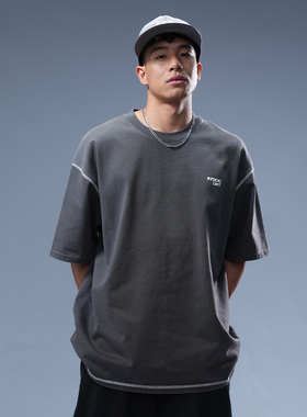 INSIDEDOT 2025春夏新款复古做旧感短袖男潮牌纯棉原创T恤套装