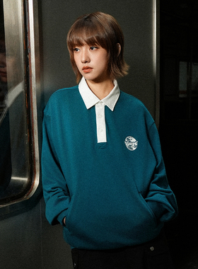 INSIDEDOT 情侣翻领卫衣2026春季新款原创潮牌男装长袖上衣男纯棉